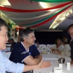 Café da Manhã em São Pedro – Francisco Kurimori, Presidente do CREA SP, Jornalista e Mestre de Cerimônias do Encontro da FAEASP/CREASP, Paulo Roberto Machado e o humorista André Damasceno