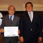 Presidente Kurimori com os novos Diretores da MUTUA-SP: Egidio (Financeiro), Katayama (Geral) e Aldo Rosseto (Administrativo).